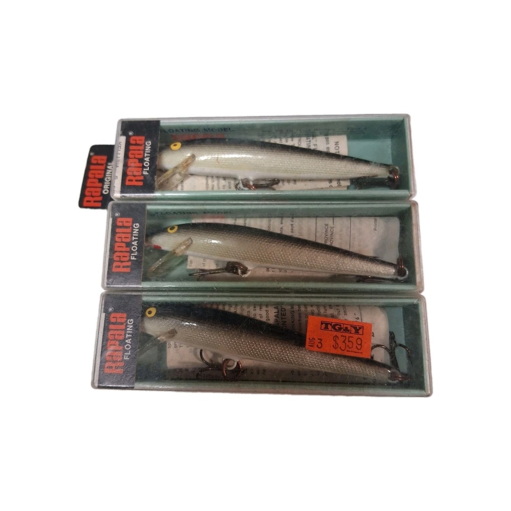 3 Vtg Rapala Original Floating 9 S Silver Lures NIB NOS